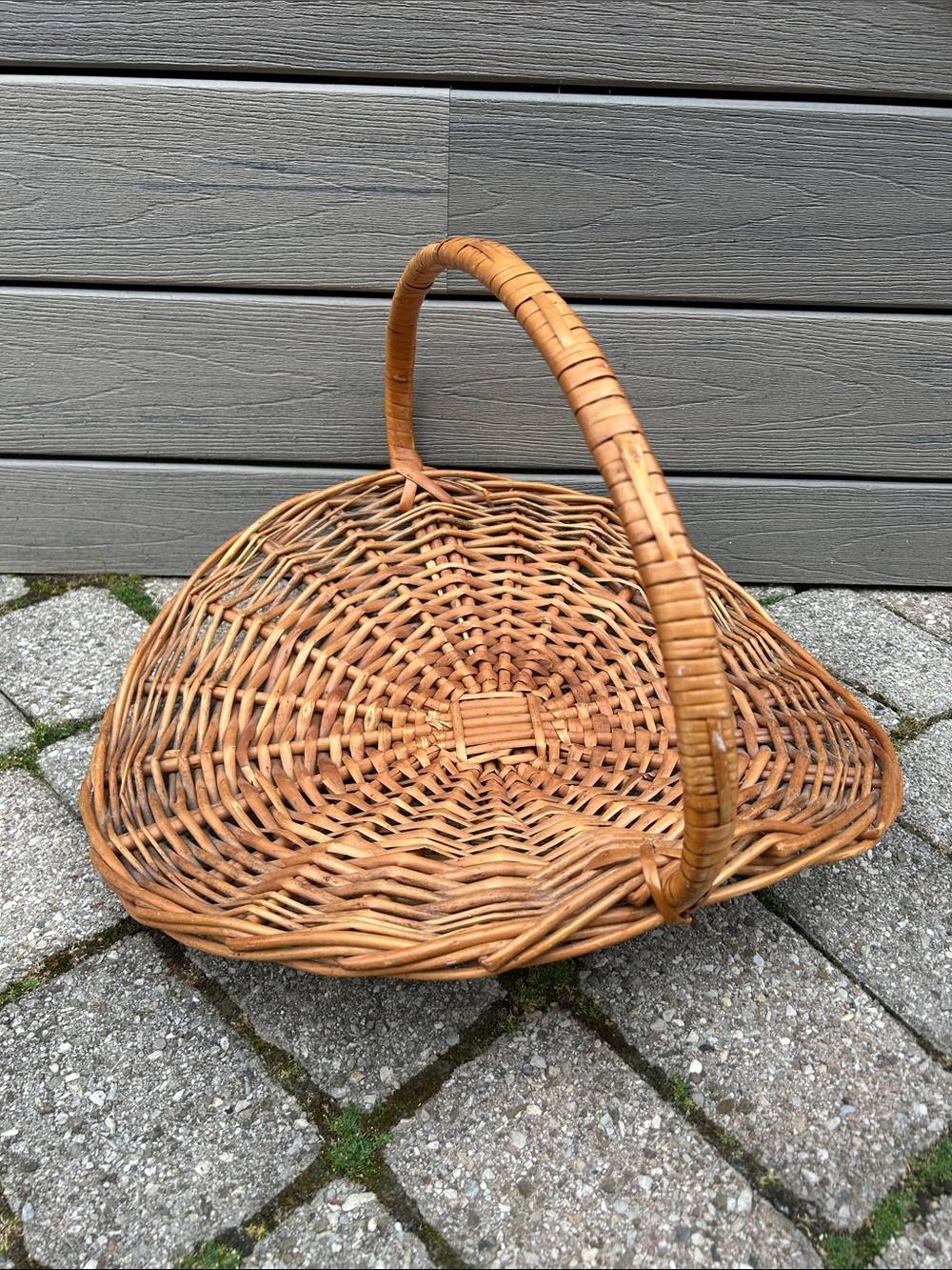 Vintage Wicker Gathering Harvest Basket Herb Flower Garden French Country